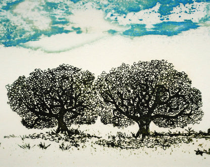 牛玖健治「－丘の上－203」銅版画　拡大画像3