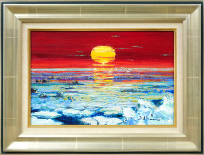 碓井正人「流氷の海」油絵・P6号