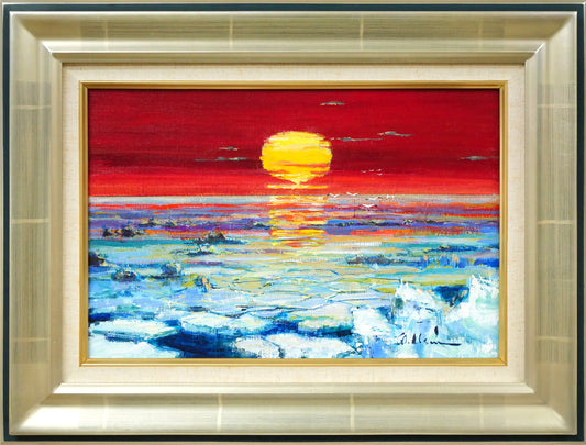 碓井正人「流氷の海」油絵・P6号