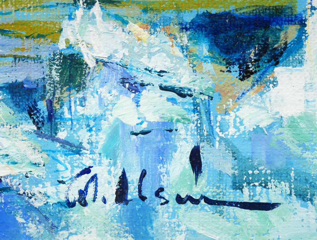 碓井正人「流氷の海」油絵・P6号　サイン画像