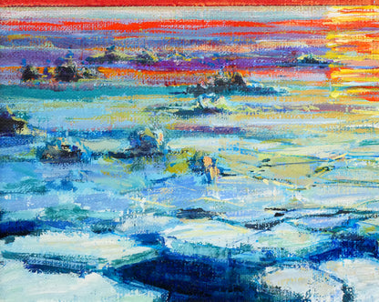 碓井正人「流氷の海」油絵・P6号　拡大画像5