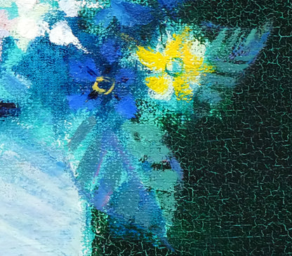 碓井正人「さくらそう」油絵・F3号　拡大画像4