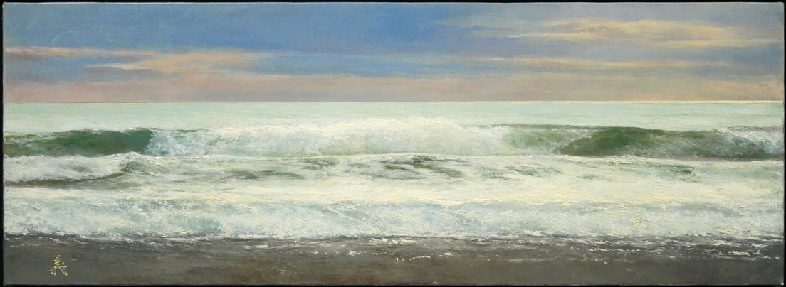 薄井義「海（スペイン・マラガ）」油絵・WF4号　作品全体画像