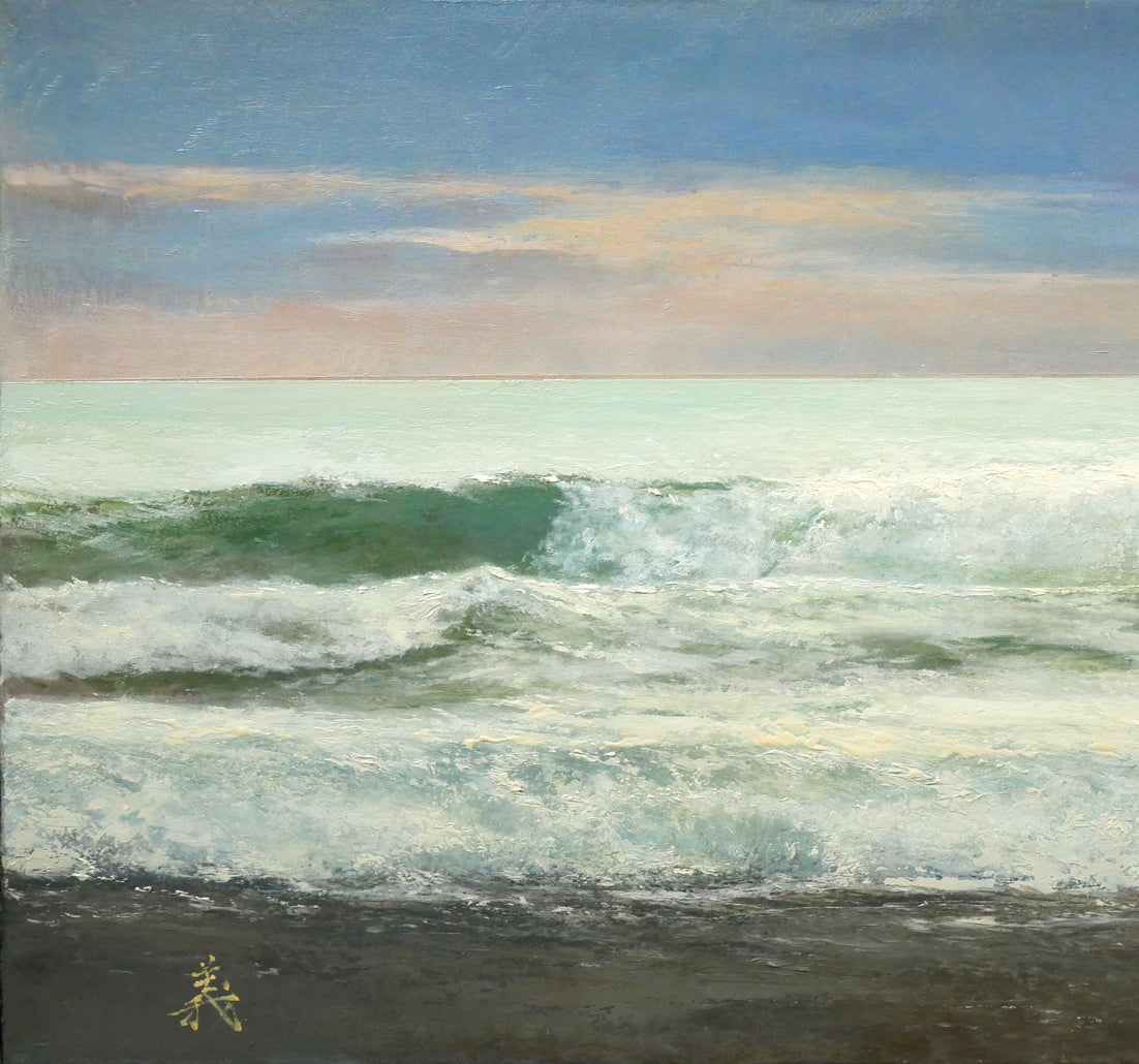 薄井義「海（スペイン・マラガ）」油絵・WF4号　拡大画像1