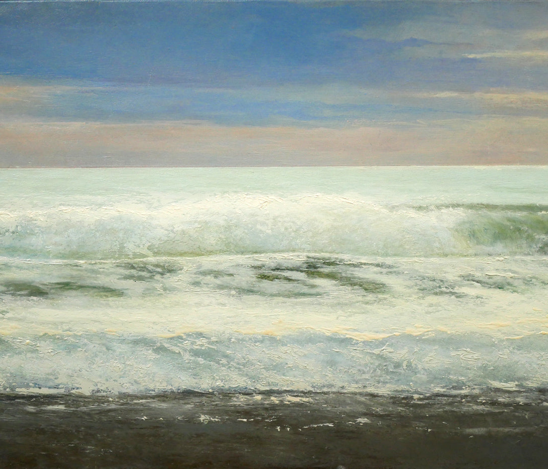 薄井義「海（スペイン・マラガ）」油絵・WF4号　拡大画像2