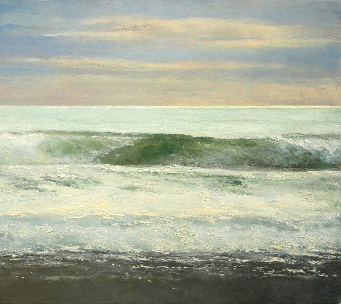 薄井義「海（スペイン・マラガ）」油絵・WF4号　拡大画像3