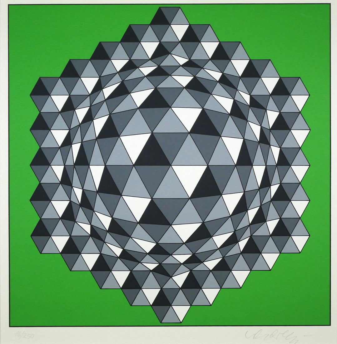 ヴィクトル　ヴァザルリ(Victor　VASARELY)「コンポジションA」シルクスクリーン版画　作品全体拡大画像