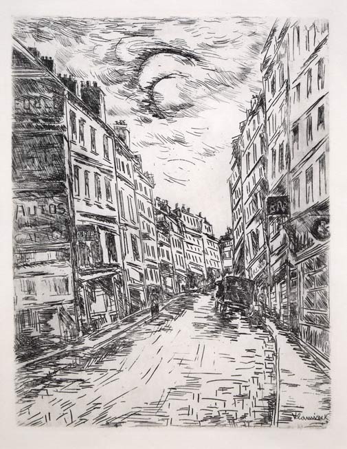 モーリス　ド　ヴラマンク（Maurice de VLAMINCK）「グラシェール通り（フランス）」銅版画　作品全体画像
