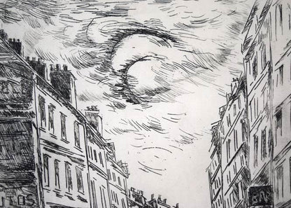 モーリス　ド　ヴラマンク（Maurice de VLAMINCK）「グラシェール通り（フランス）」銅版画　拡大画像1