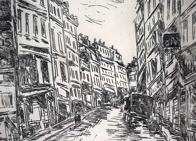 ヴラマンク「グラシェール通り（フランス）」銅版画　拡大画像2
