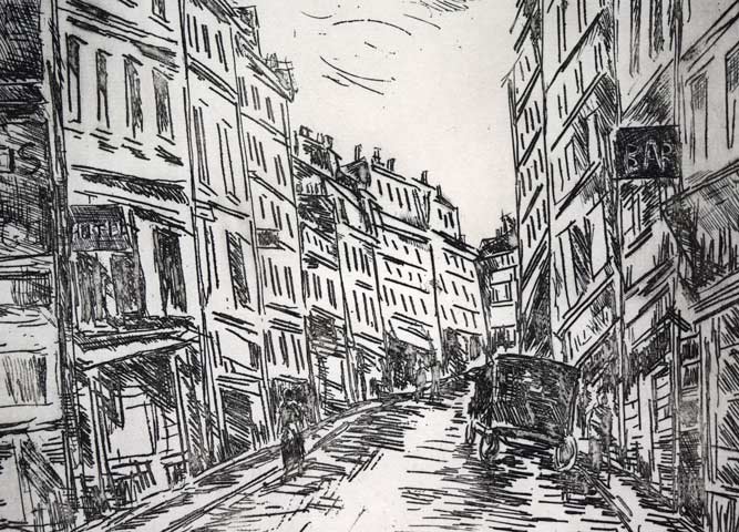 モーリス　ド　ヴラマンク（Maurice de VLAMINCK）「グラシェール通り（フランス）」銅版画　拡大画像2
