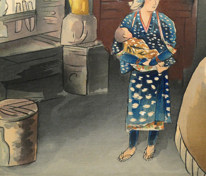 和田三造「大原女の家」木版画　拡大画像3