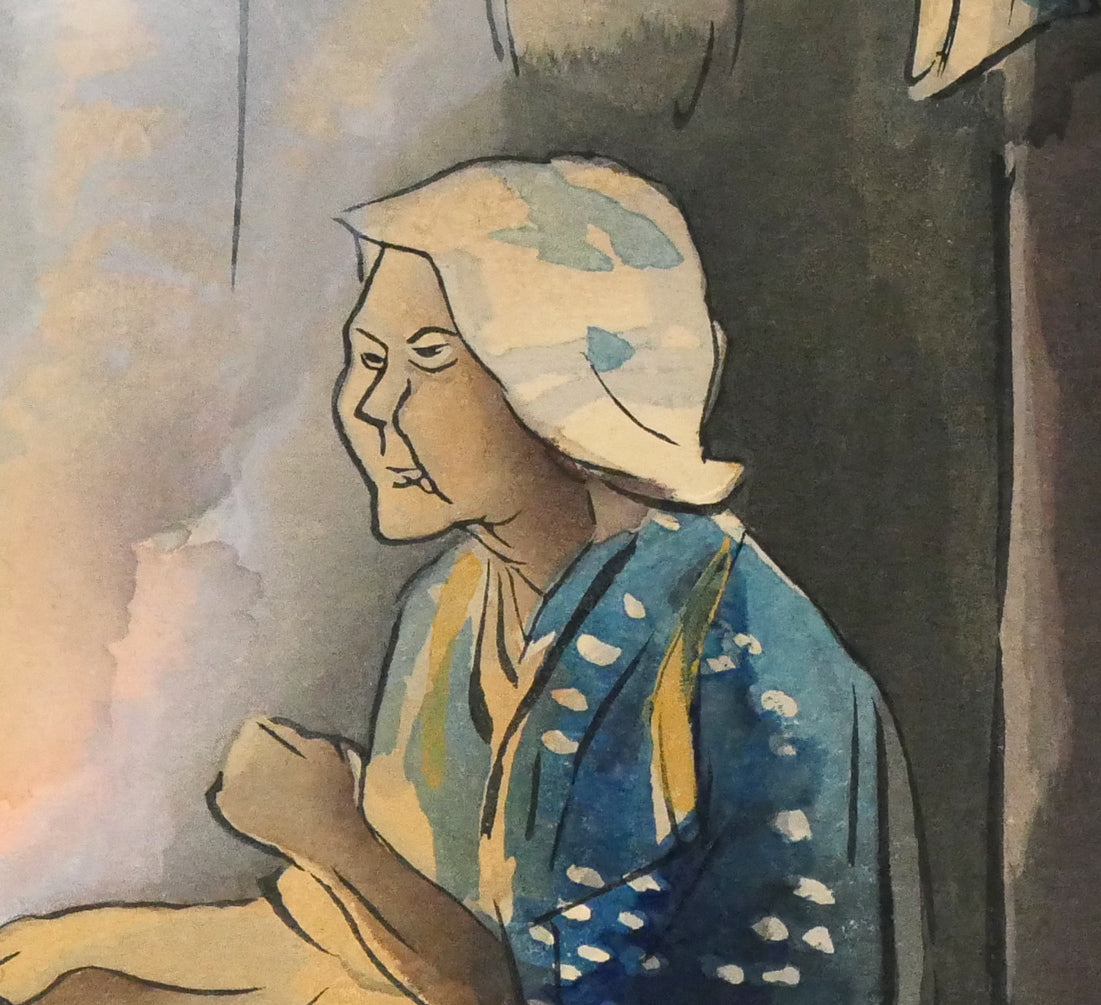 和田三造「大原女の家」木版画　拡大画像6