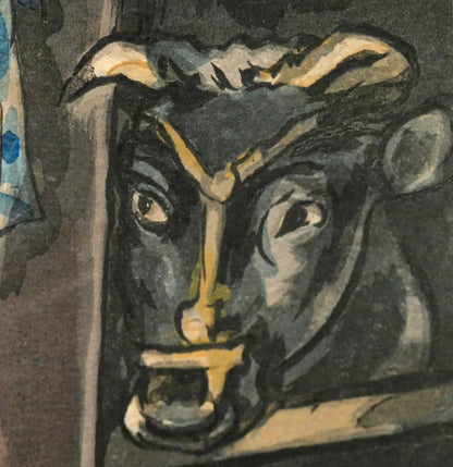 和田三造「大原女の家」木版画　拡大画像7