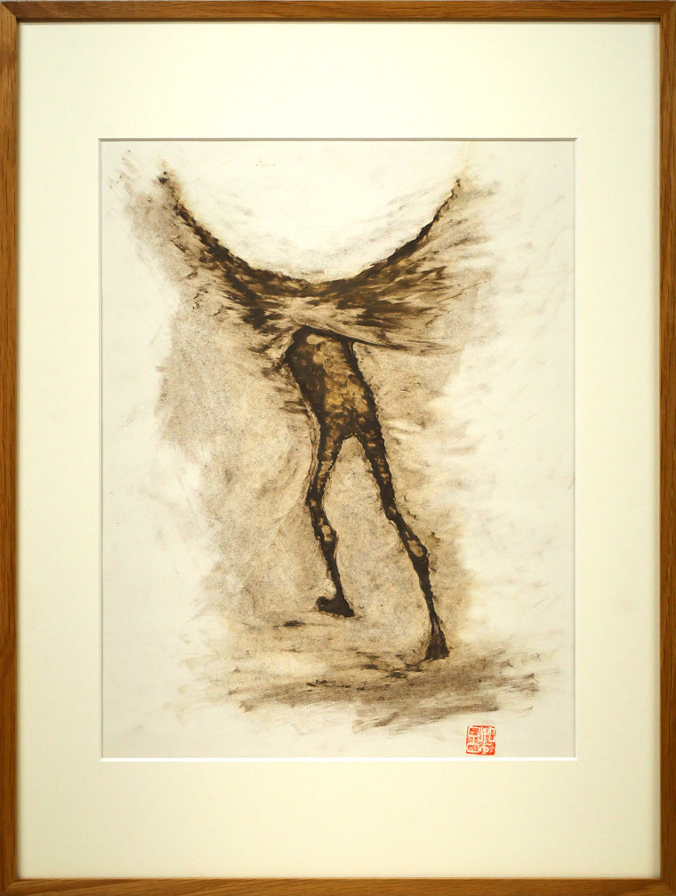 若尾和呂「無題（人物）」水彩画・コンテ・6号大