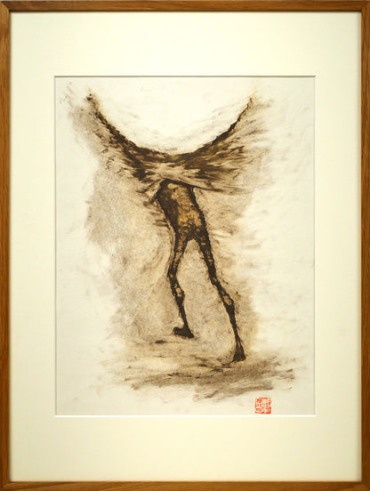 若尾和呂「無題（人物）」水彩画・コンテ・6号大