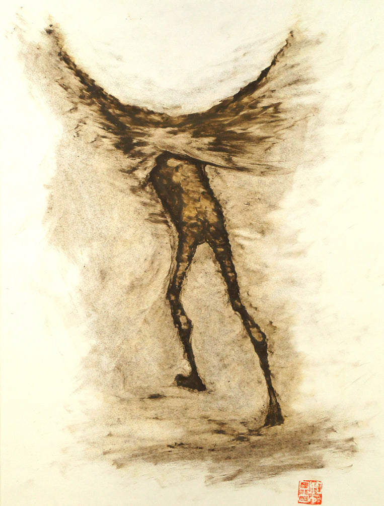 若尾和呂「無題（人物）」水彩画・コンテ・6号大　作品全体画像
