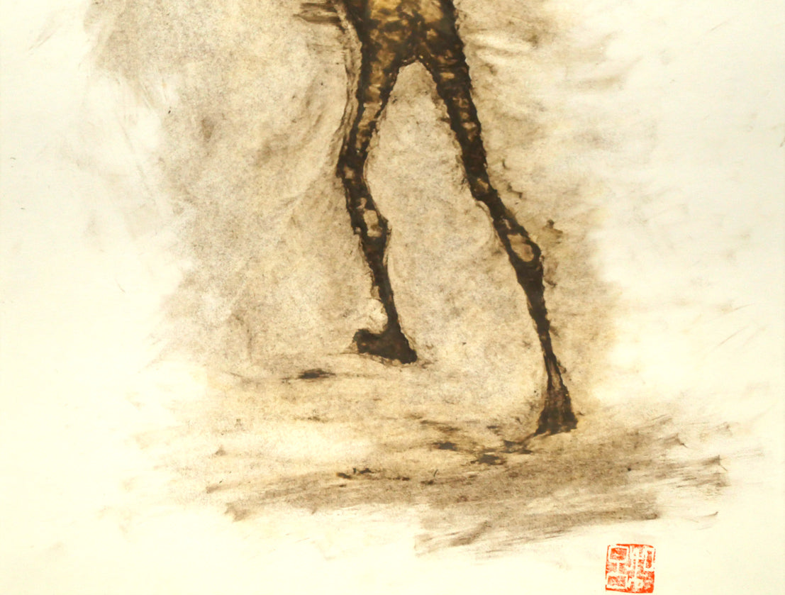 若尾和呂「無題（人物）」水彩画・コンテ・6号大　拡大画像3