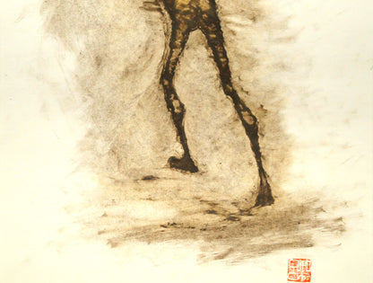 若尾和呂「無題（人物）」水彩画・コンテ・6号大　拡大画像3