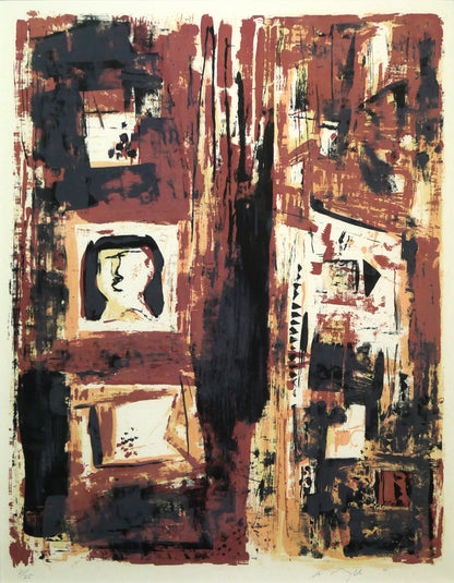 脇田和「窓」リトグラフ　作品全体拡大画像