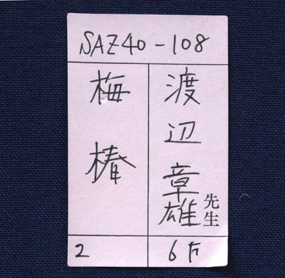 渡辺章雄「梅椿」日本画・F6号　箱書き拡大画像