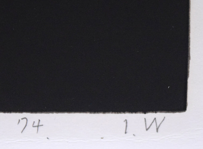 渡辺伊八郎「黒い繪」シルクスクリーン版画　年記（1974年作）、本人直筆鉛筆サイン拡大画像