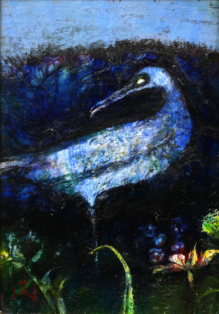 渡辺貞一「鳥」油絵・SM　作品全体画像