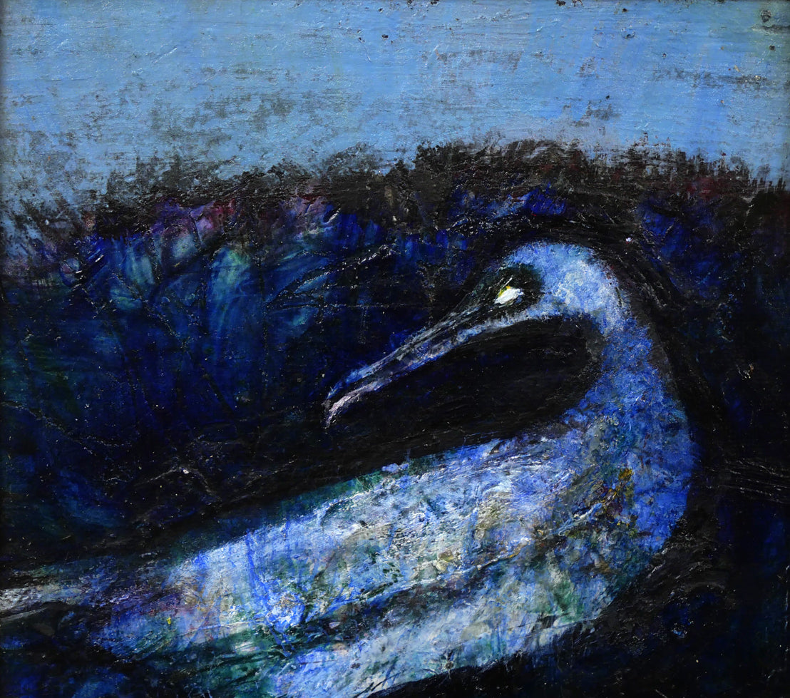 渡辺貞一「鳥」油絵・SM　拡大画像1