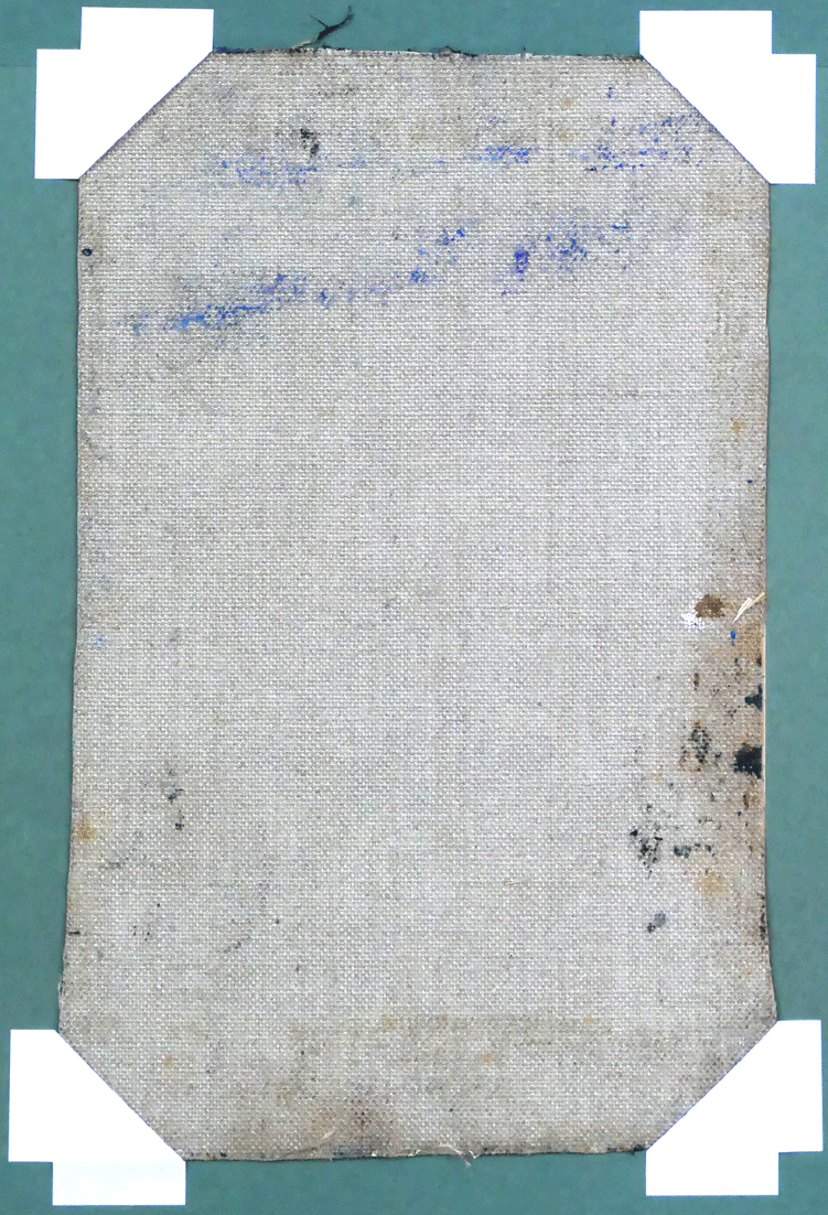 渡辺貞一「裸婦像」油絵・変形2号　キャンバス裏側画像
