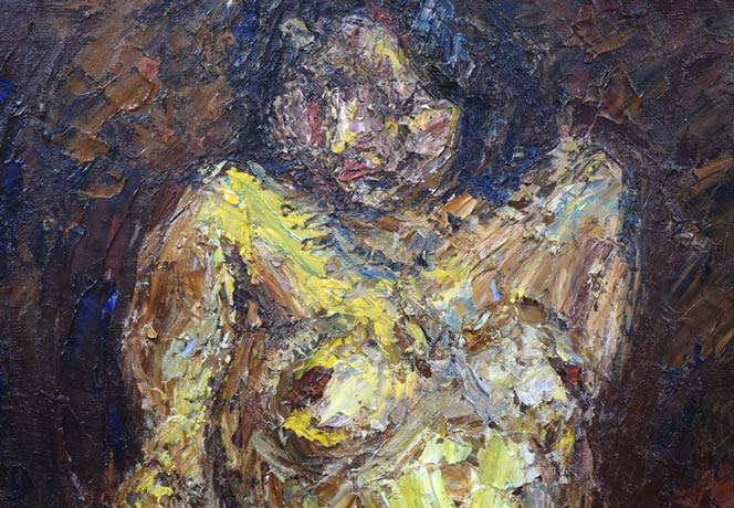 渡辺祐一郎「裸婦」油絵・F6号　拡大画像1