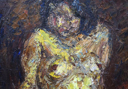 渡辺祐一郎「裸婦」油絵・F6号　拡大画像1