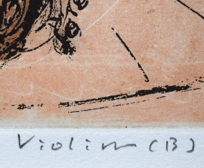 渡会純价「ヴァイオリン（B）」銅版画　タイトル拡大画像