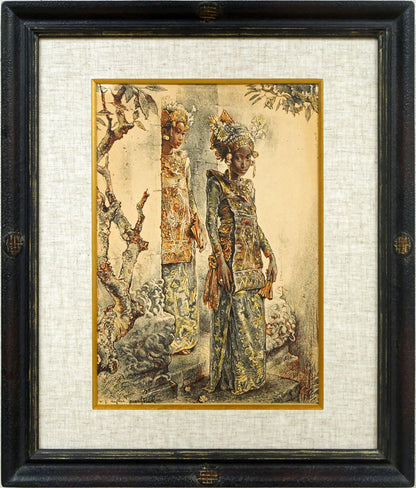 ウィレム　ゲラルド　ホフカー（Willem　Gerard　Hofker）「2人のレゴンダンサー（サドリとチャワン）」リトグラフ