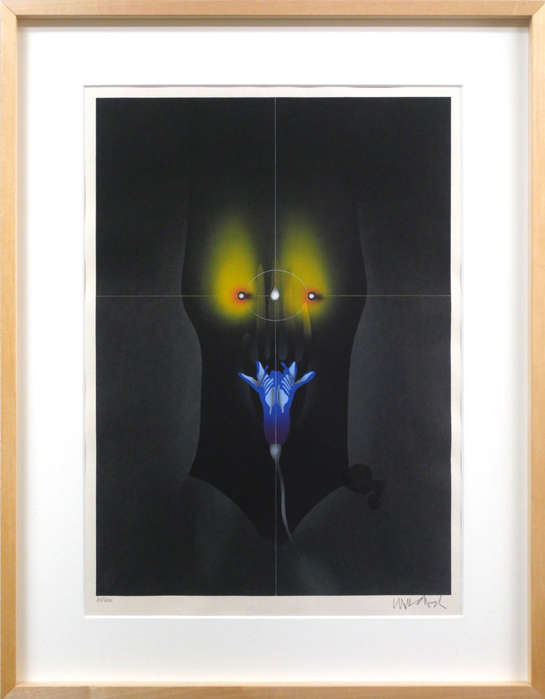 ポール　ヴンダーリッヒ(Paul　WUNDERLICH)「Woman　torso　with　flower」木版画