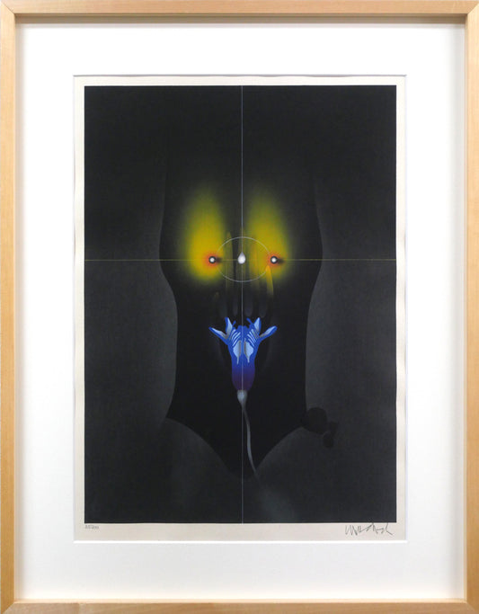 ポール　ヴンダーリッヒ(Paul　WUNDERLICH)「Woman　torso　with　flower」木版画