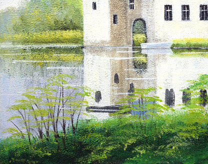 矢部保「湖城の朝」油絵・F6号　拡大画像4