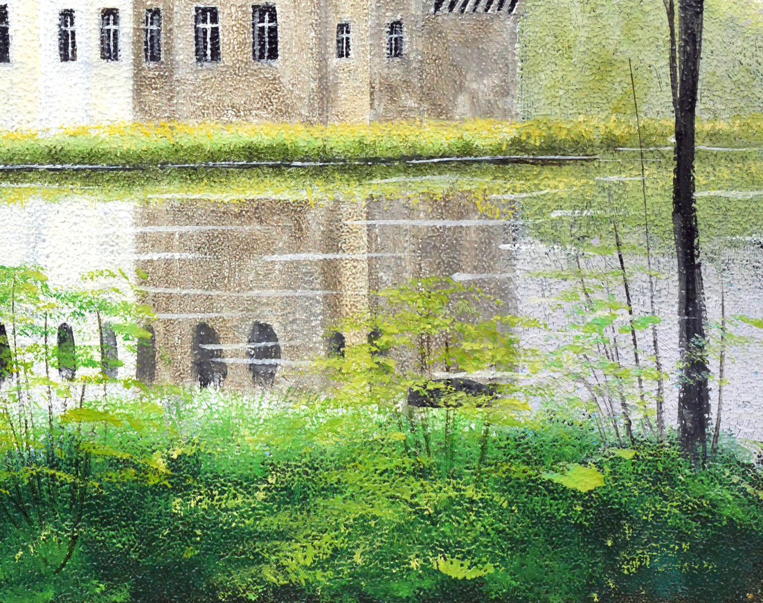 矢部保「湖城の朝」油絵・F6号　拡大画像5