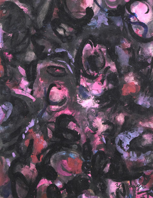 八木保次「花」グワッシュ・6号　作品全体拡大画像