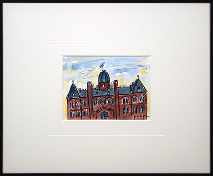 八木伸子「赤レンガの建物（北海道庁）」水彩画