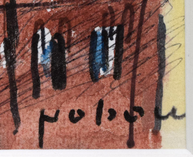 八木伸子「赤レンガの建物（北海道庁）」水彩画　サイン拡大画像