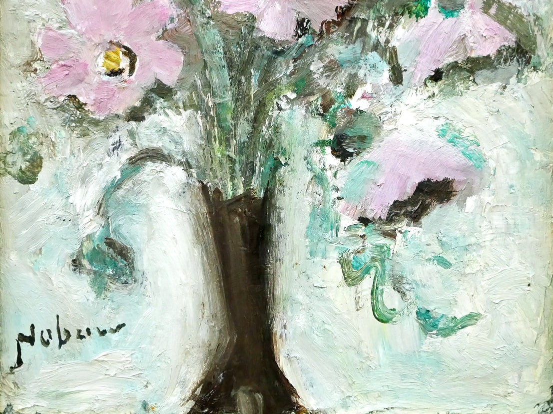 八木伸子「コスモス」油絵・F3号　拡大画像4