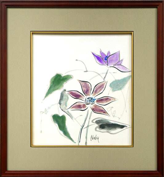 八木伸子「鐵せん」水彩画・色紙