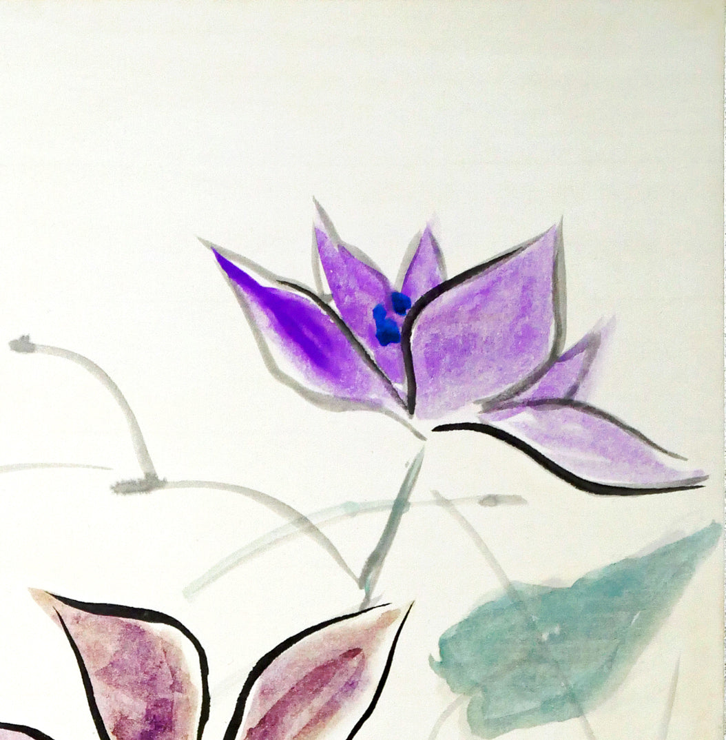八木伸子「鐵せん」水彩画・色紙　拡大画像2