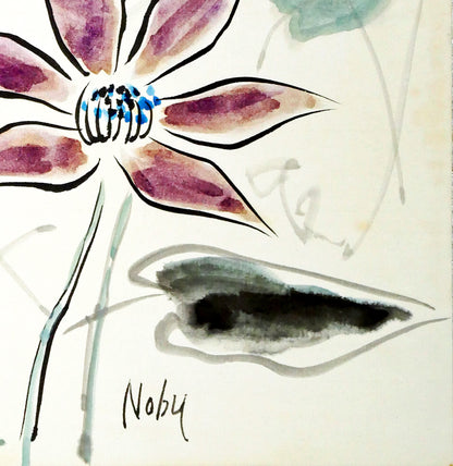 八木伸子「鐵せん」水彩画・色紙　拡大画像5