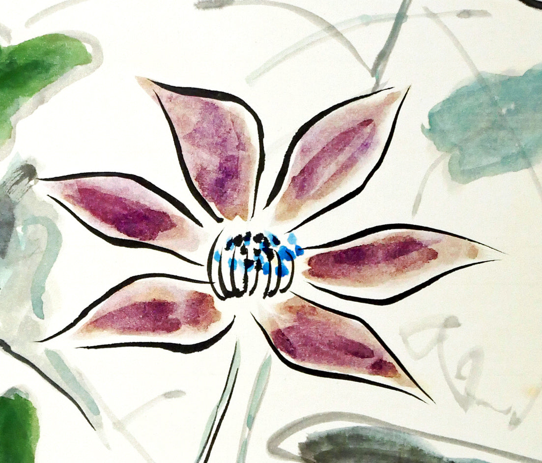 八木伸子「鐵せん」水彩画・色紙　拡大画像4