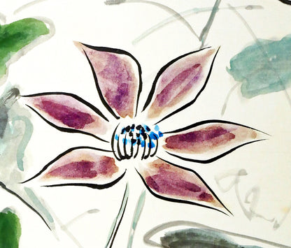 八木伸子「鐵せん」水彩画・色紙　拡大画像4