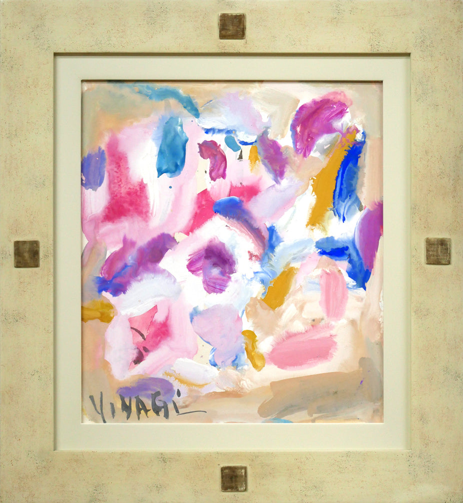 八木保次「花の風景」水彩画（グワッシュ）