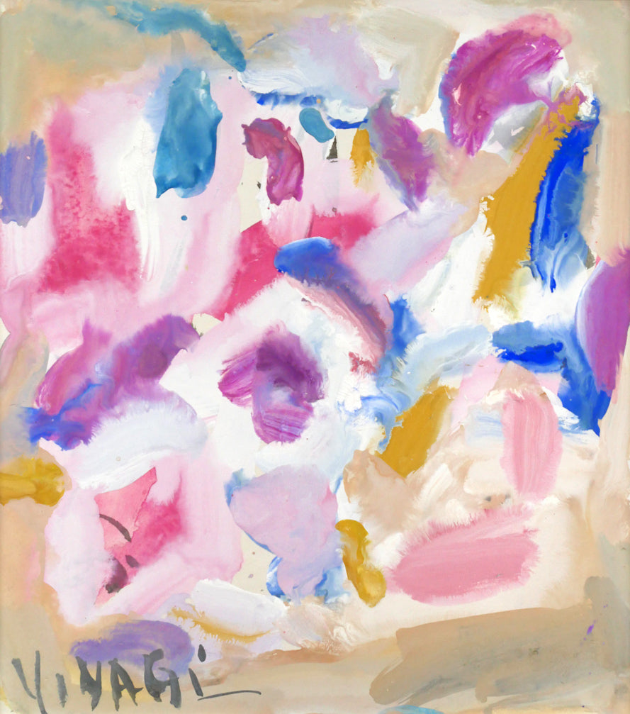 八木保次「花の風景」水彩画（グワッシュ）　作品全体画像