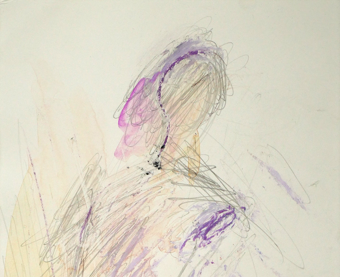 八木保次「人物像」水彩画・5号　拡大画像1