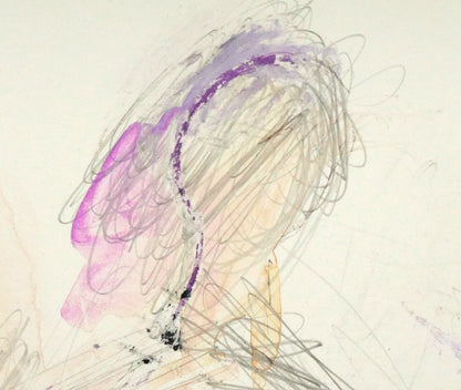 八木保次「人物像」水彩画・5号　拡大画像2